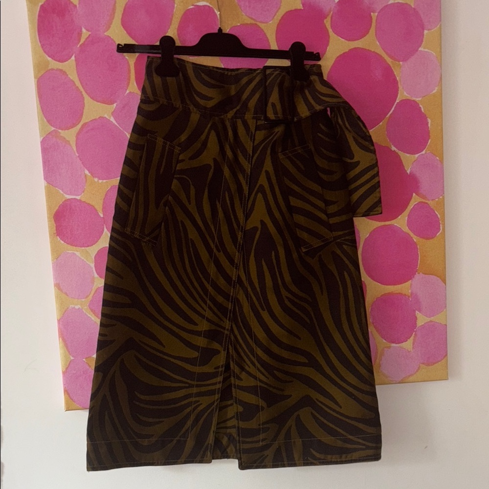 3.1 Phillip Lim Zebra Belted Top Stitched Midi Skirt - Picture 2 of 12